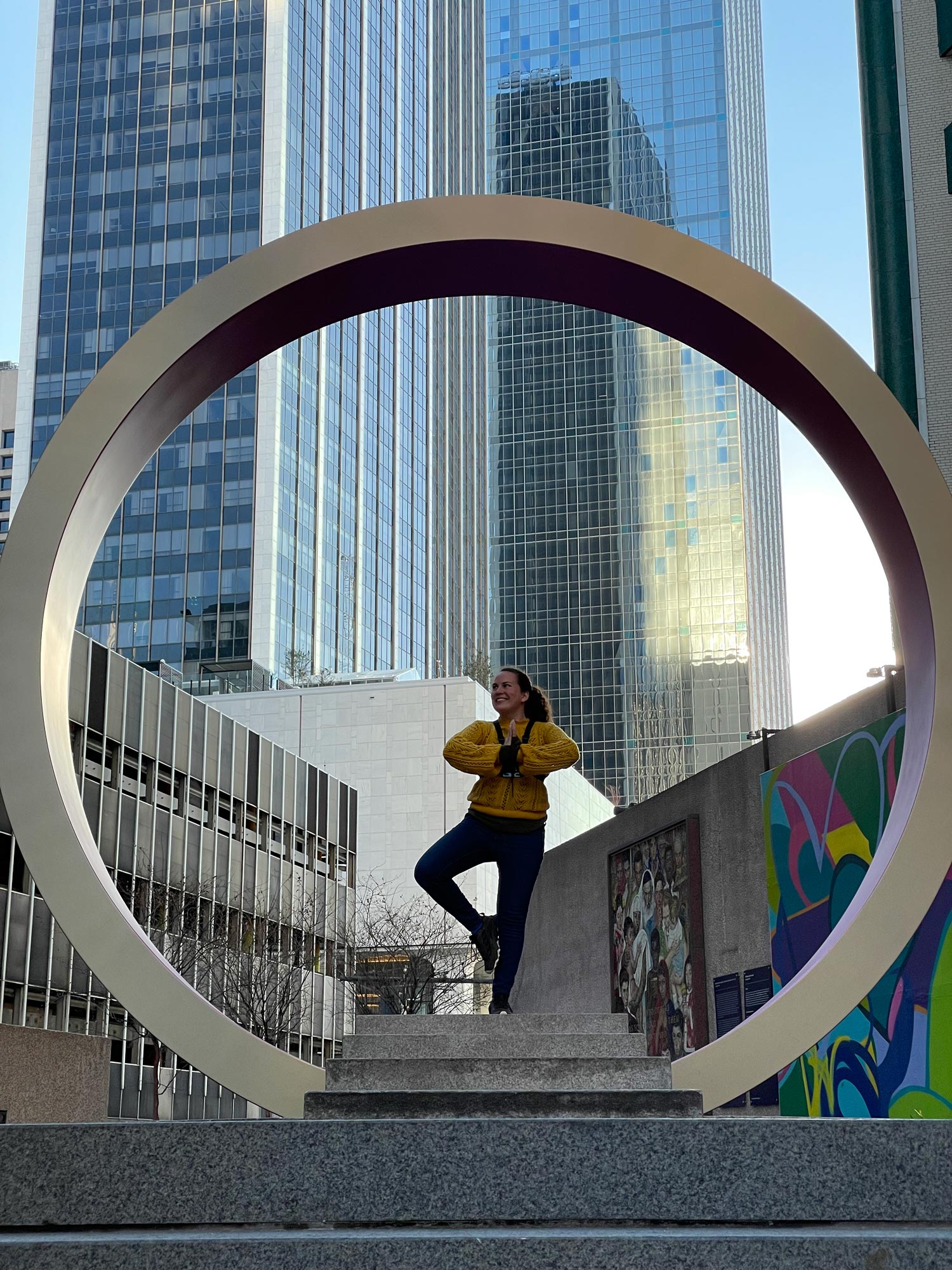 Ashley does yoga in Dallas, TX