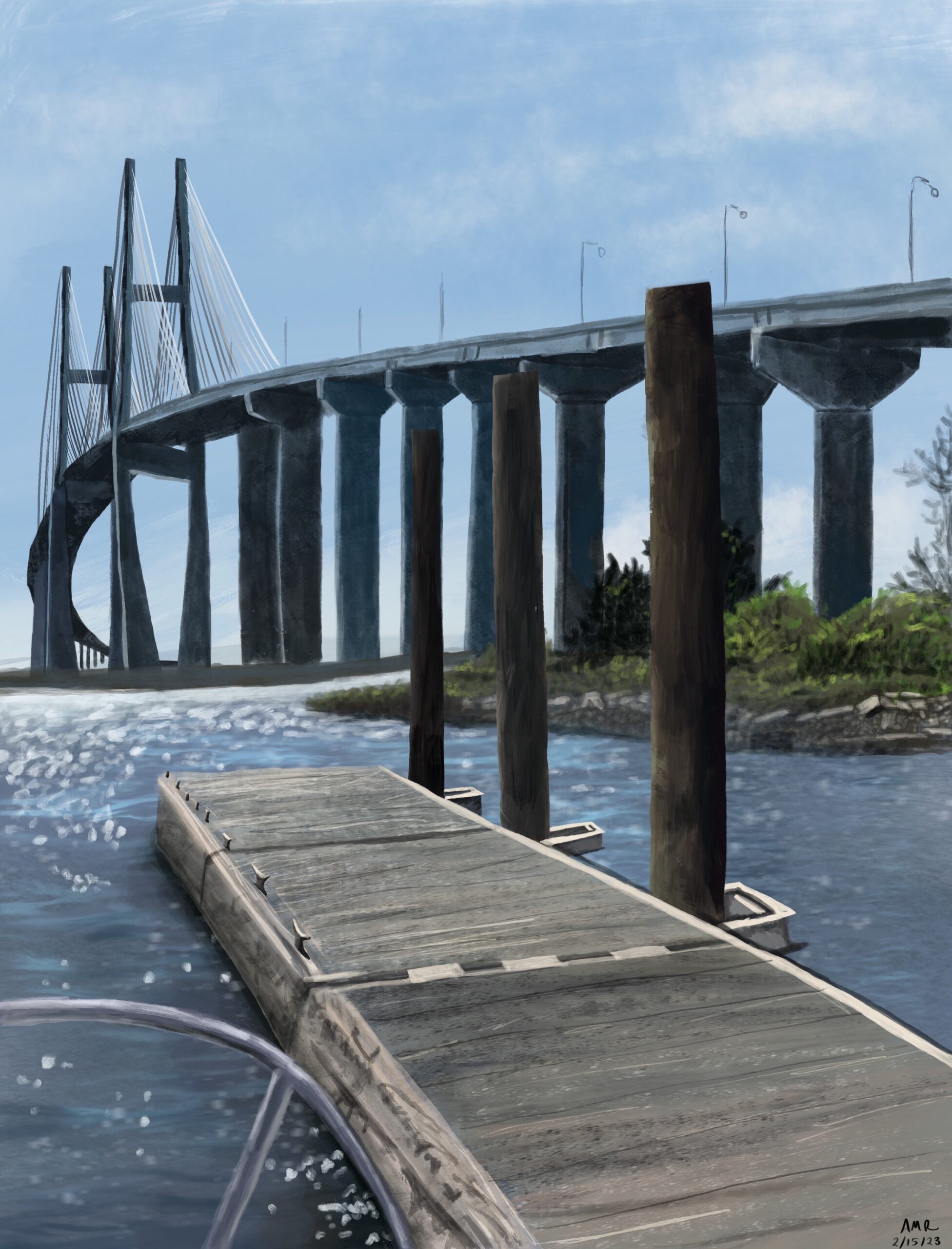 Digital drawing of a bridge in Georgia